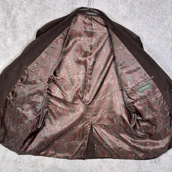 Lauren Ralph Lauren Blazer Mens 46L Corduroy Sport Jacket Brown Paisley Lined